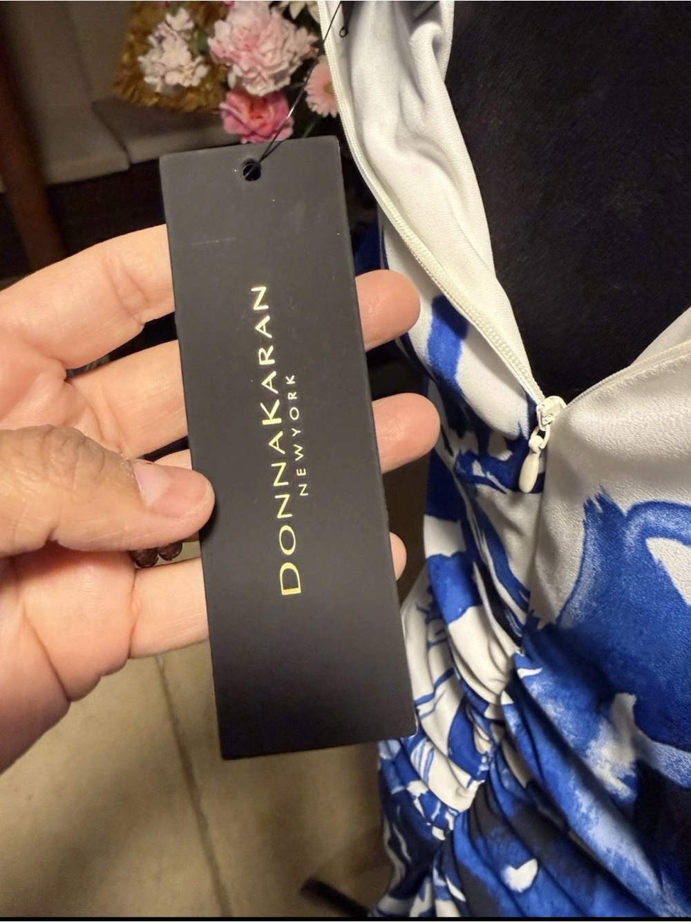 Donna Karan Blue and White Floral Dress - Picture 6 of 10
